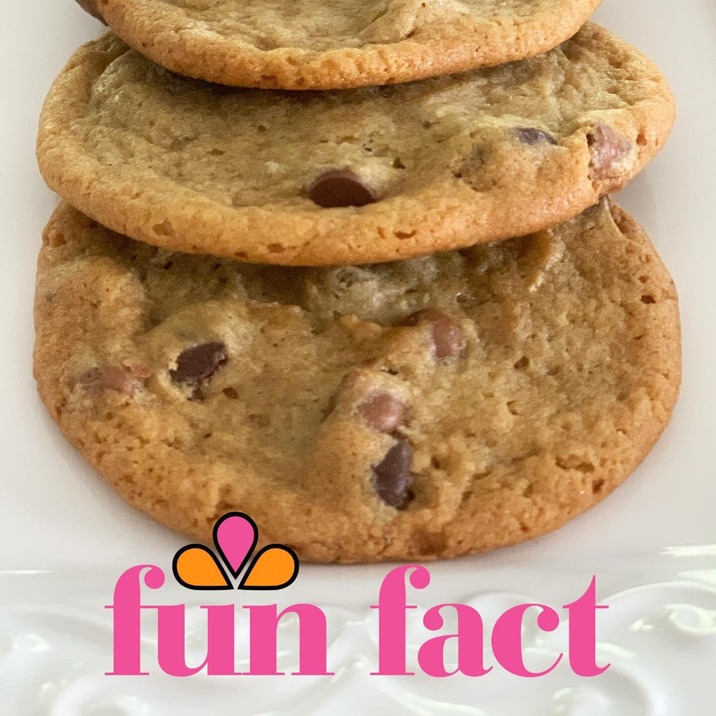 Fun Fact&hellip;the chocolate chip cookie originated from the American chef Ruth Graves Wakefield and her cooking assistant Sue Brides in 1938. Legend has it that one day, while making cookies, Ruth realized she was out of an ingredient for her recip