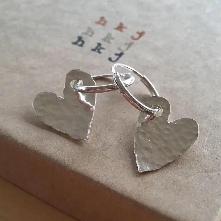 Hammered Heart Hoops