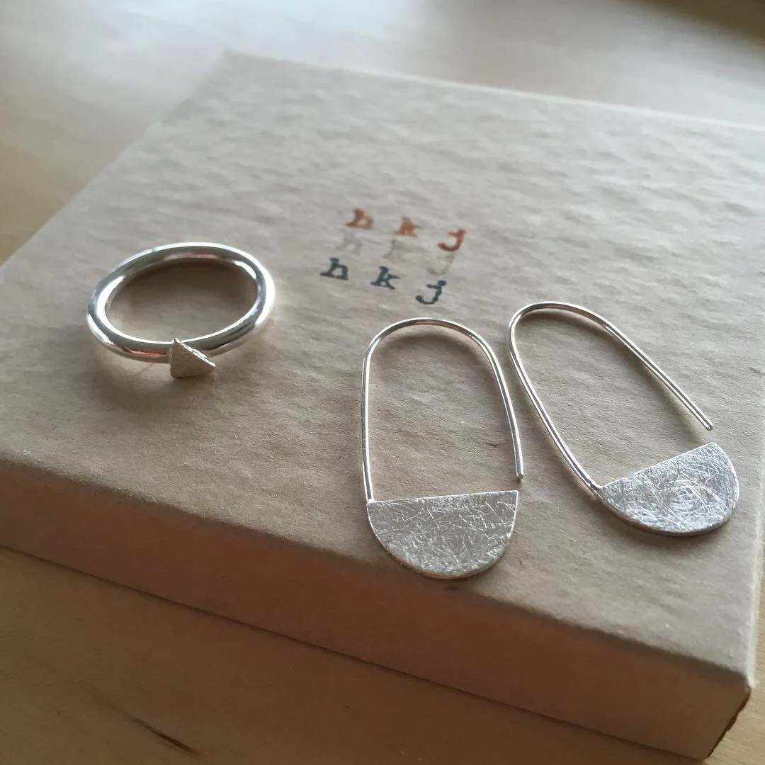 Scratched Semicircle Earrings