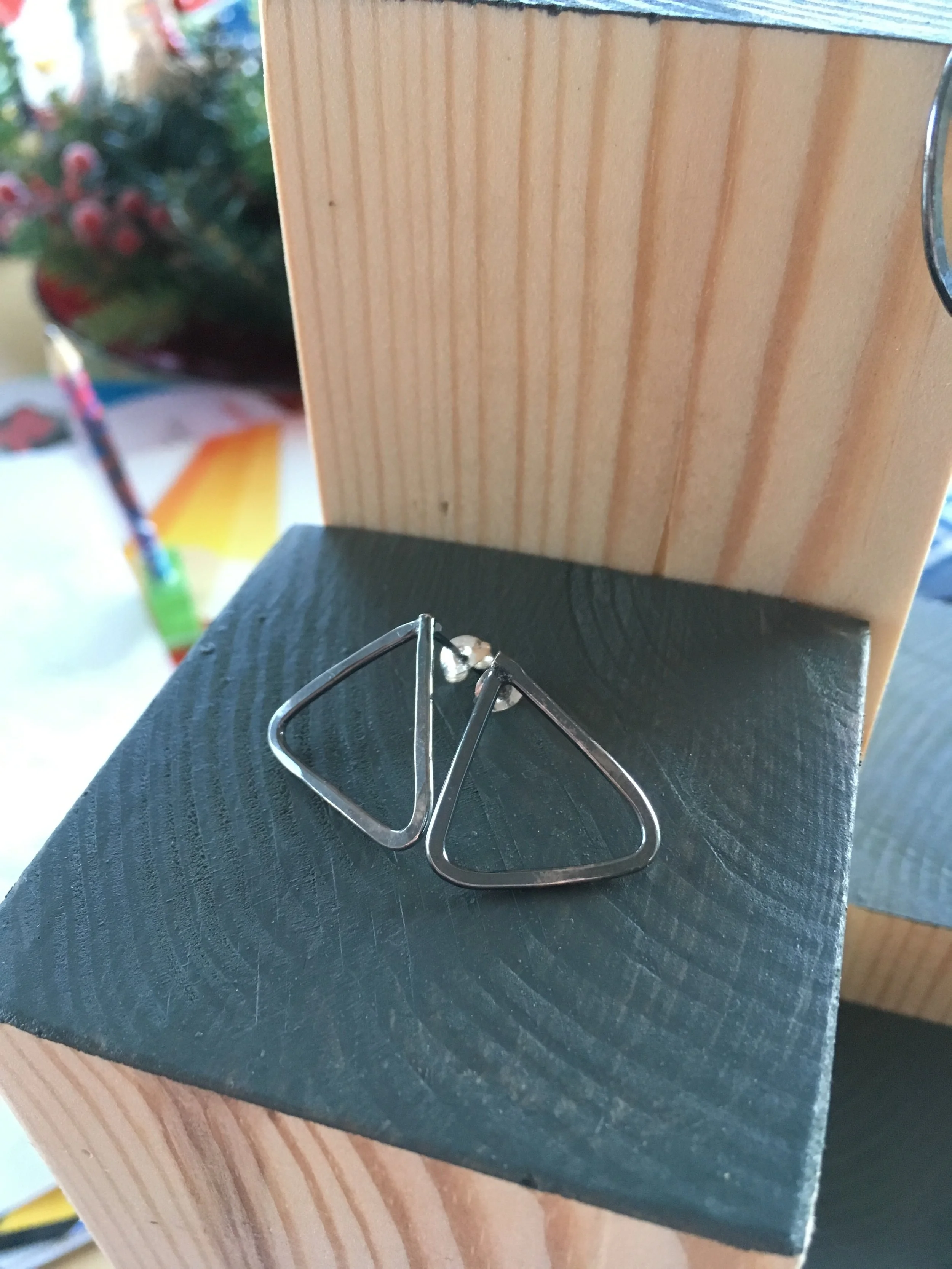 Oxidised Triangle Studs