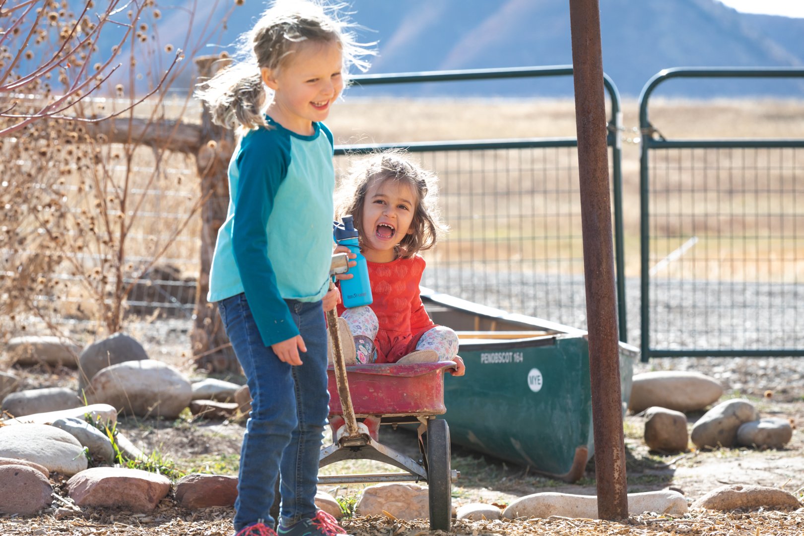  Children play at their Waldorf School playground in Mancos, Colorado 