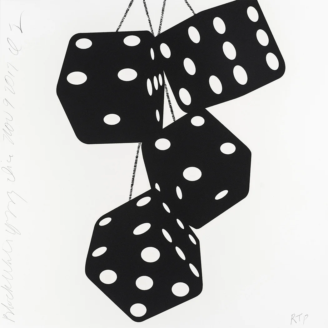 BLACK WHITE FUZZY DICE
