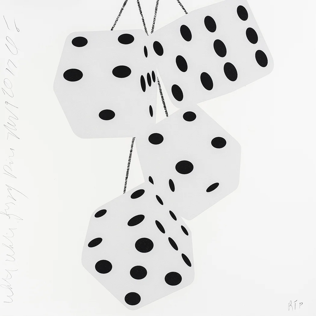 WHITE WHITE FUZZY DICE
