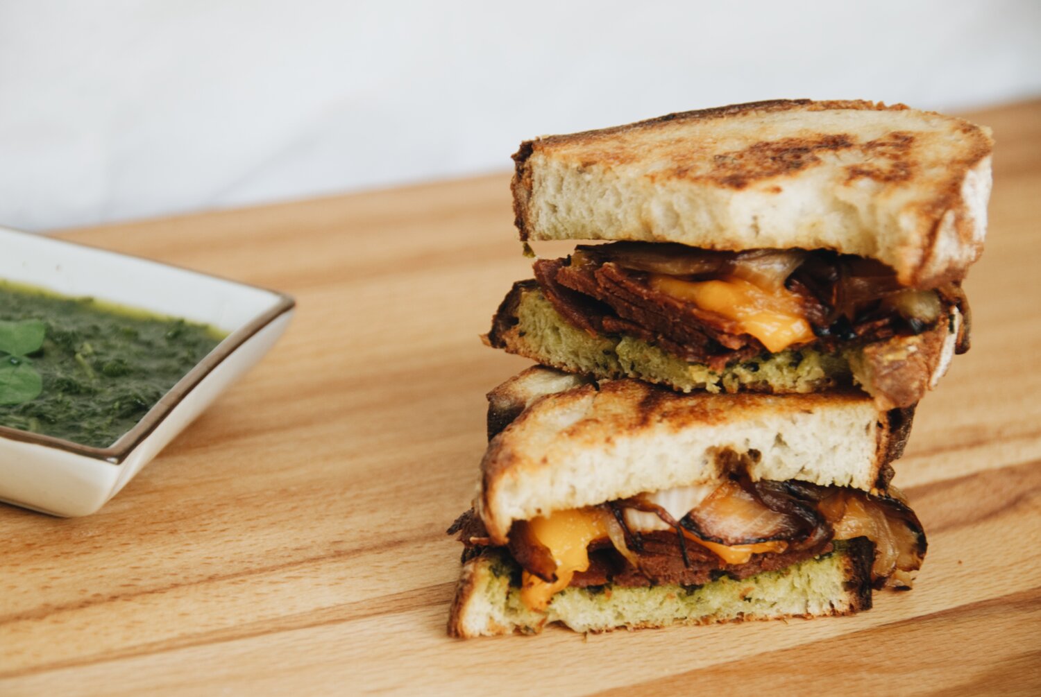 Toasted Pesto Sandwich w/ Smoked Tomato Slices