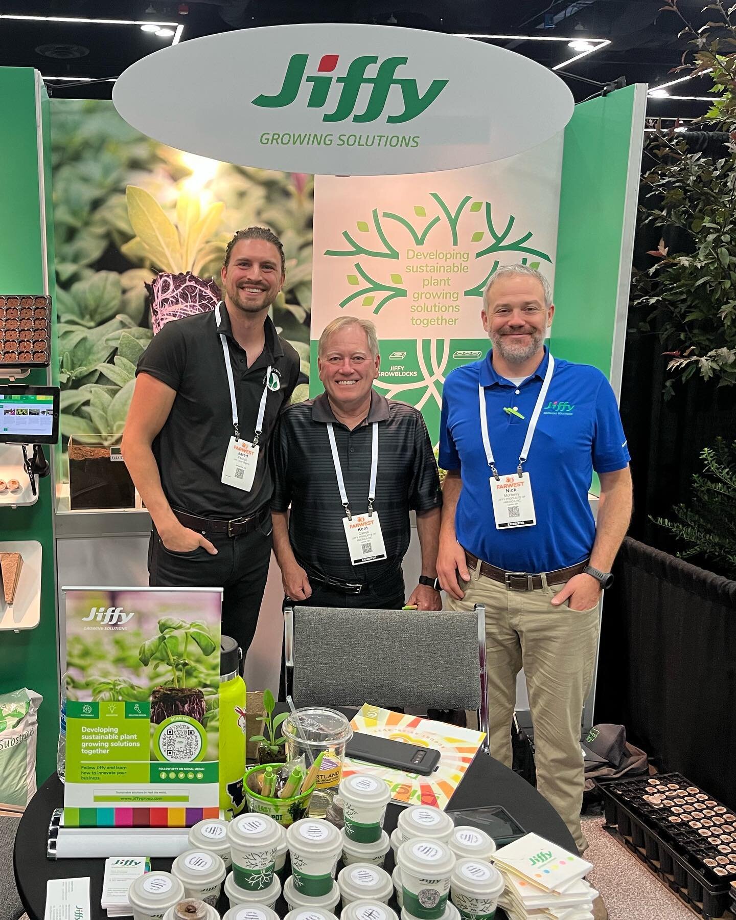 Jared and Joel had an awesome time at the 2023 @farwestshow last week! 
They even got to to see some of our favorite suppliers from @jiffygroup and Pac Fibre Soils. Wouldn&rsquo;t be able to grow our lovely basil without these amazing folks!

#farwes