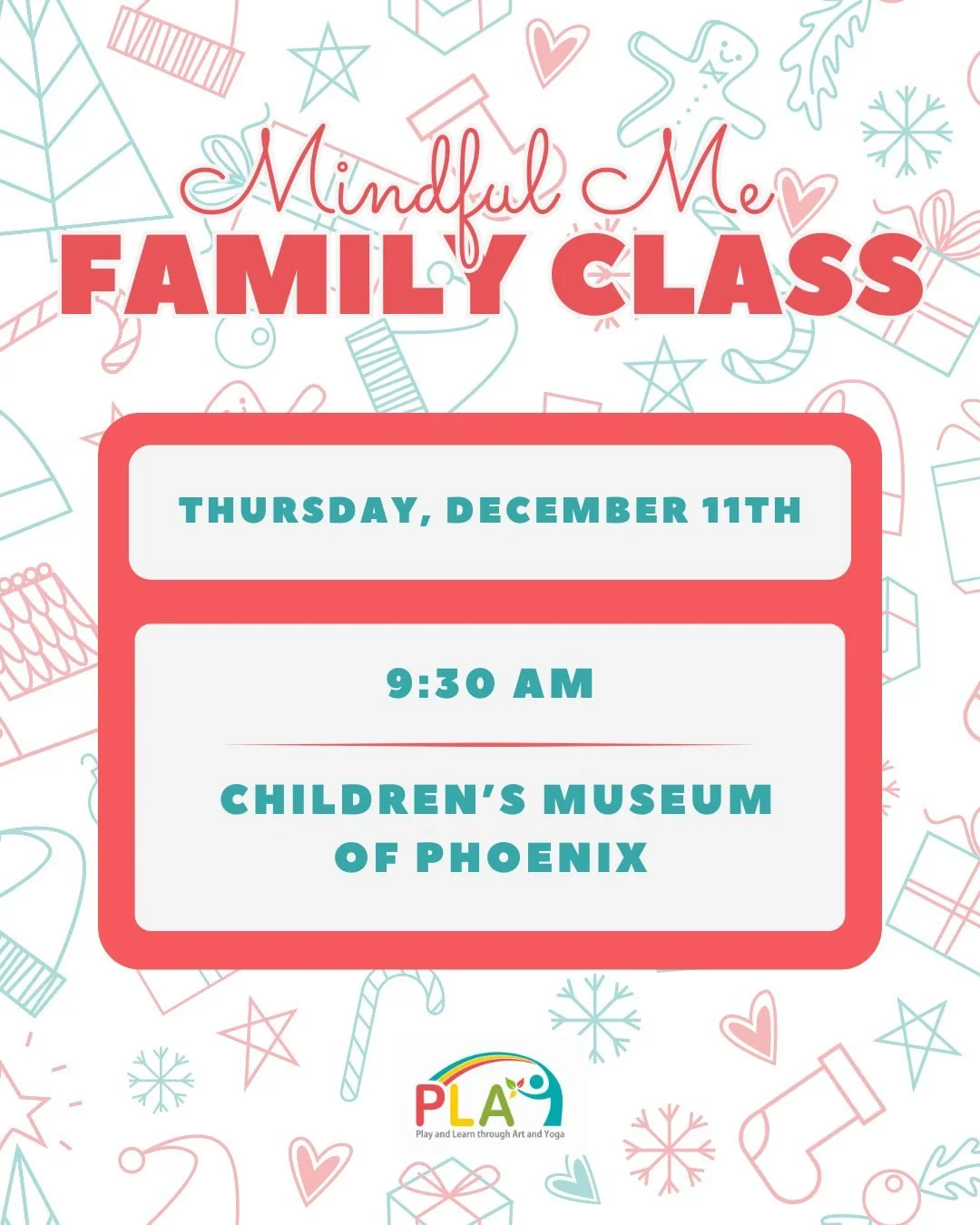 Our final Mindful Me class of 2025 is happening next Thursday! 🎉
Come join us on December 11th for a festive and mindful morning at the Children&rsquo;s Museum of Phoenix. 

Let&rsquo;s end the year with connection and calm. 🌟 #MindfulnessForKids #