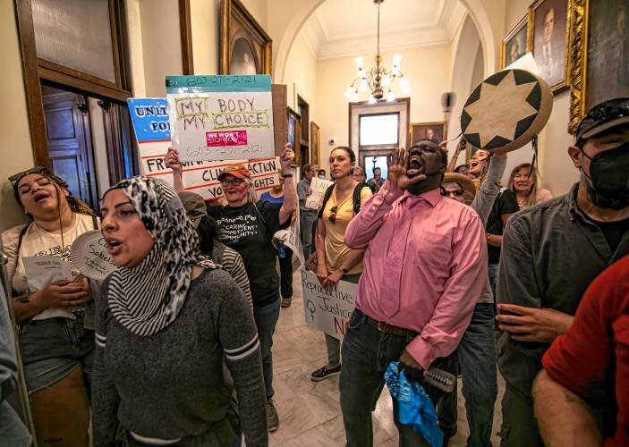 Five arrested after refusing to leave governor’s office