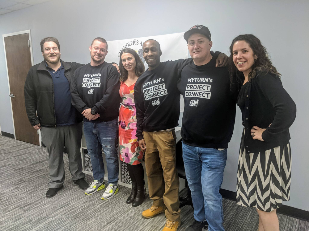   My Turn’s core leadership team includes, from left, case manager Bryan Boilard, outreach team member Travis Turcotte, Executive Director Allison Joseph, outreach workers Joseph Lascaze, Carl Connor and Jocelyn Mahoney, Director of Finance and Devel