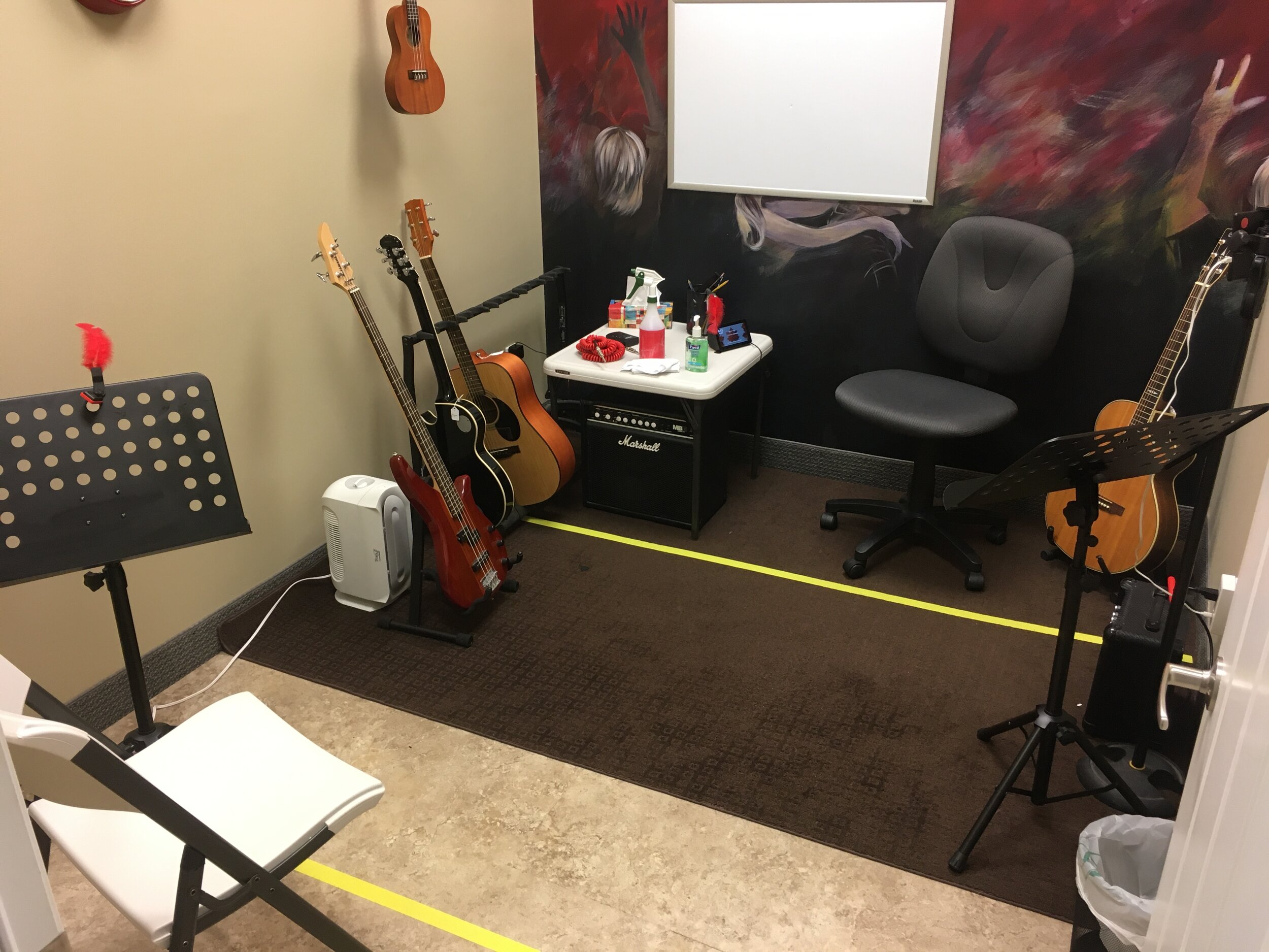 Clearly Marked, Physically-Distanced Lesson Rooms