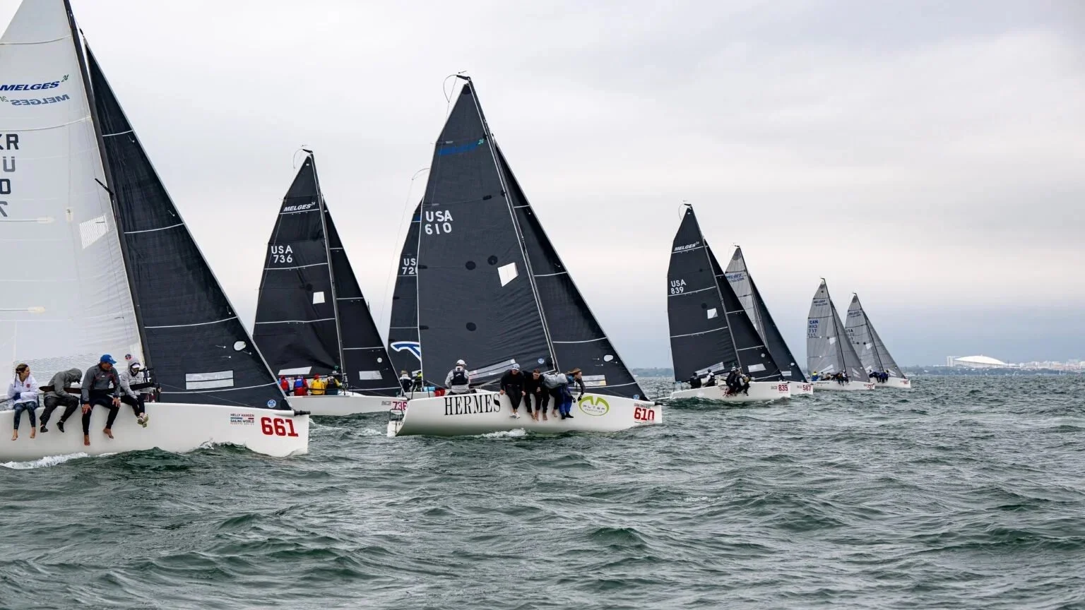 Melges 24 Fleet Races on Tampa Bay at the Sailing World Regatta Series, Midwinter Championship