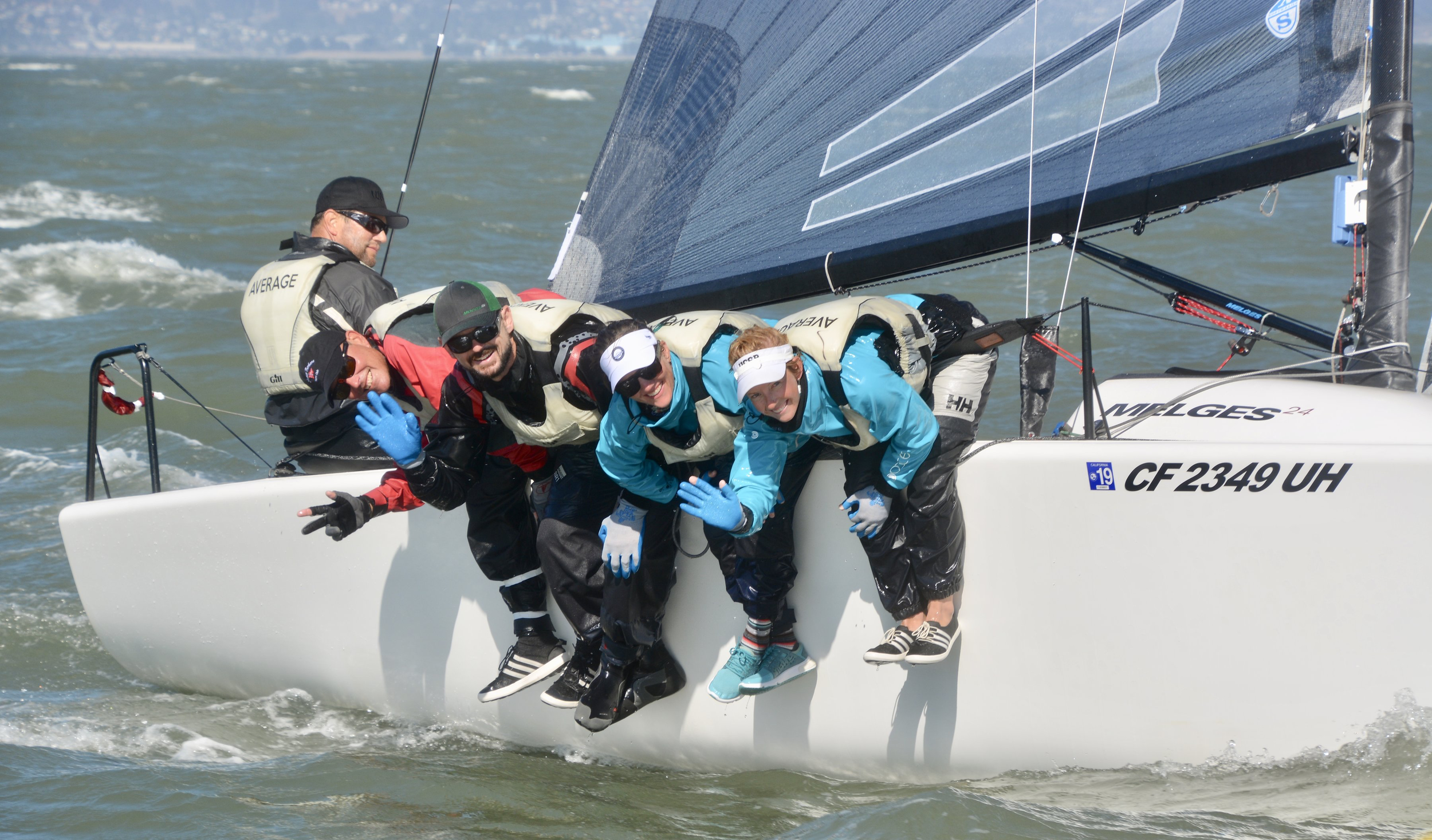 M24 NorAm Tour (Corinthian) Champion - USA549 AVERAGE, Santa Barbara, California;Kent Pierce- helm & co-owner, Eric Stokke-jib, downwind tactics & co-owner, Jon Bell- upwind tactics, spin ,Lauren Bell-mast/Sarah Schaupeter-bow - Photo: sfycphotos.com The Corinthian division was won by Kent Pierce's USA549 AVERAGE, which placed an impressive 8overall with a score of 60 points. Laura Grondin's USA850 DARK ENERGY finished 13th overall and 2nd in the Corinthian Division with 50.7 points. Duane Yoslov's USA855 LOOPER was 14th overall, and 3rd in the Corinthian division with 49 points. Bob Britten's CAN415 FULL CIRCLE (47.3 points) and MacGregor/Hammer's USA806 GOOD ENOUGH (42.6 points) finished the tour at 4th and 5th respectively. The three-staged tour boasted a top-flight international fleet of forty-nine Melges 24's sailing in two spectacular venues on the west coast of the North American continent - Victoria, British Columbia and Belvedere, California.