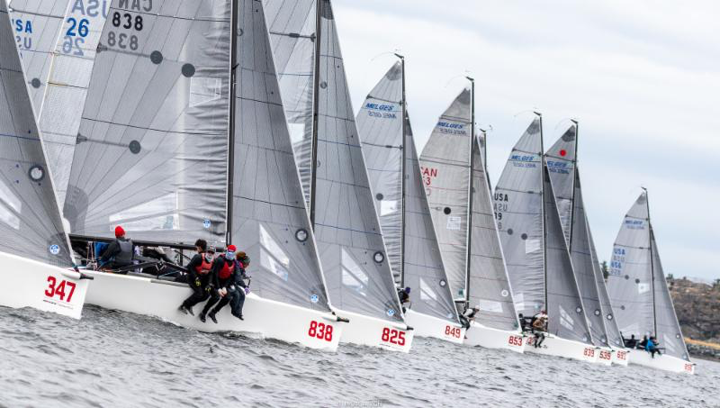 Melges 24 fleet on the starting line in Victoria on Day Three of the 2018 Melges 24 Worlds.- Photo (c)IM24CA/Zerogradinord