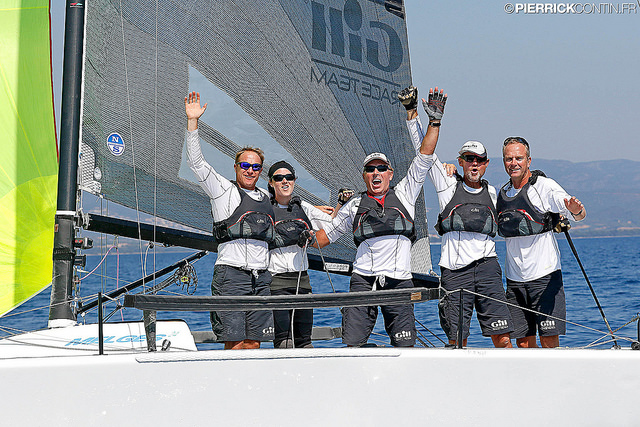 The best Corinthian team of the 2016 Melges 24 European Sailing Series - Miles Quinton's Gill Race Team GBR694 celebrating their Corinthian division victory at the Marinepool Melges 24 European Championship in France - photo (c) Pierrick Contin