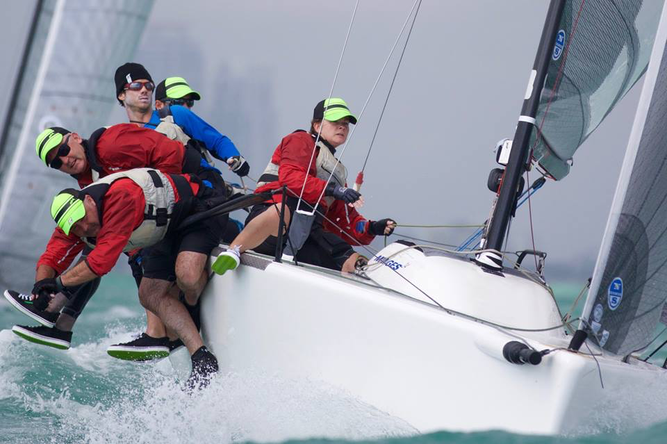 Conor Clark's Embarr IRL-829 - photo Petey Crawford Connor Clark's Embarr with Rio Olympians and World Champion 470 sailors David Hughes and Stu McNay were in position to win the championship at the first weather mark of the last race, but things changed on the following leg (as would often happen on Lake Geneva). Tom Freytag's USA-603 Wicked Feet with his son and four other Lake Geneva teenagers made the boat come alive to be the top Corinthian team and place 6th overall. Glenda and Kevin Nixon’s Australian family team AUS-812 ACCRU sailed like locals to place second in the Corinthian division and 7th overall.