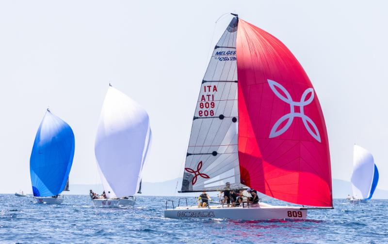   Arkanoè by Montura , with Sergio Caramel in helm, is leading the Corinthian division after Day One in Scarlino. Photo @IM24CA/Zerogradinord 