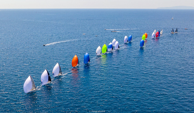  Melges 24 fleet sailing in Scarlino. Photo @IM24CA/Zerogradinord 