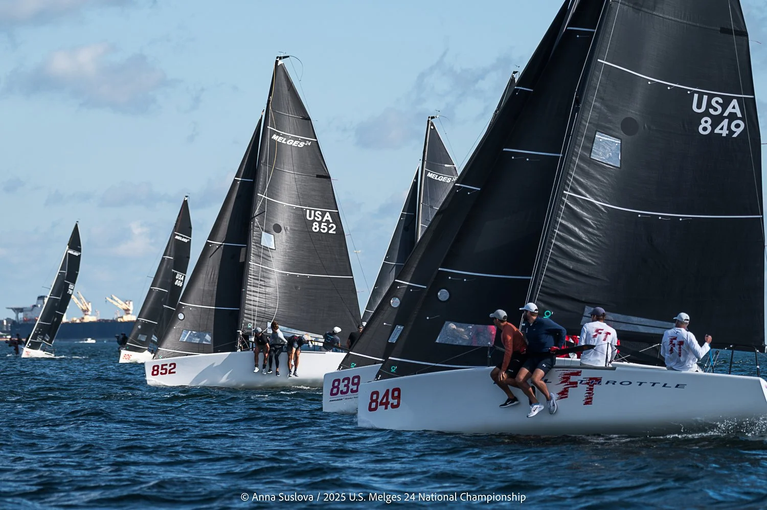 Melges 24s race the top mark at the U.S. Nationals Championship