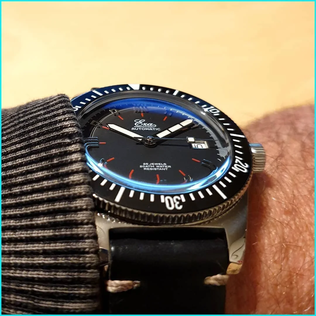 In stock: very cool retro diver, the &quot;1972&quot; from @ezawatches . 
Eza is german for &quot;Exceptional value-for-money heritage-inspired  watch made in Pforzheim&quot;.
Or something like that... 
.
.
.
#ezawatches #madeingermany #1972 #retrowa