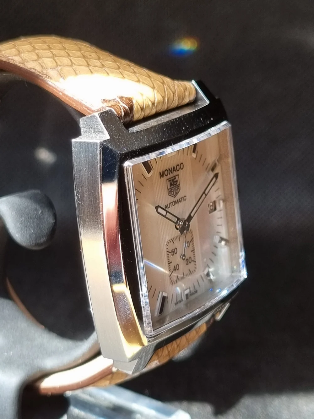 TAG Heuer Monaco Mother-Of-Pearl Snakeskin approx 2008 — Geneva Blue