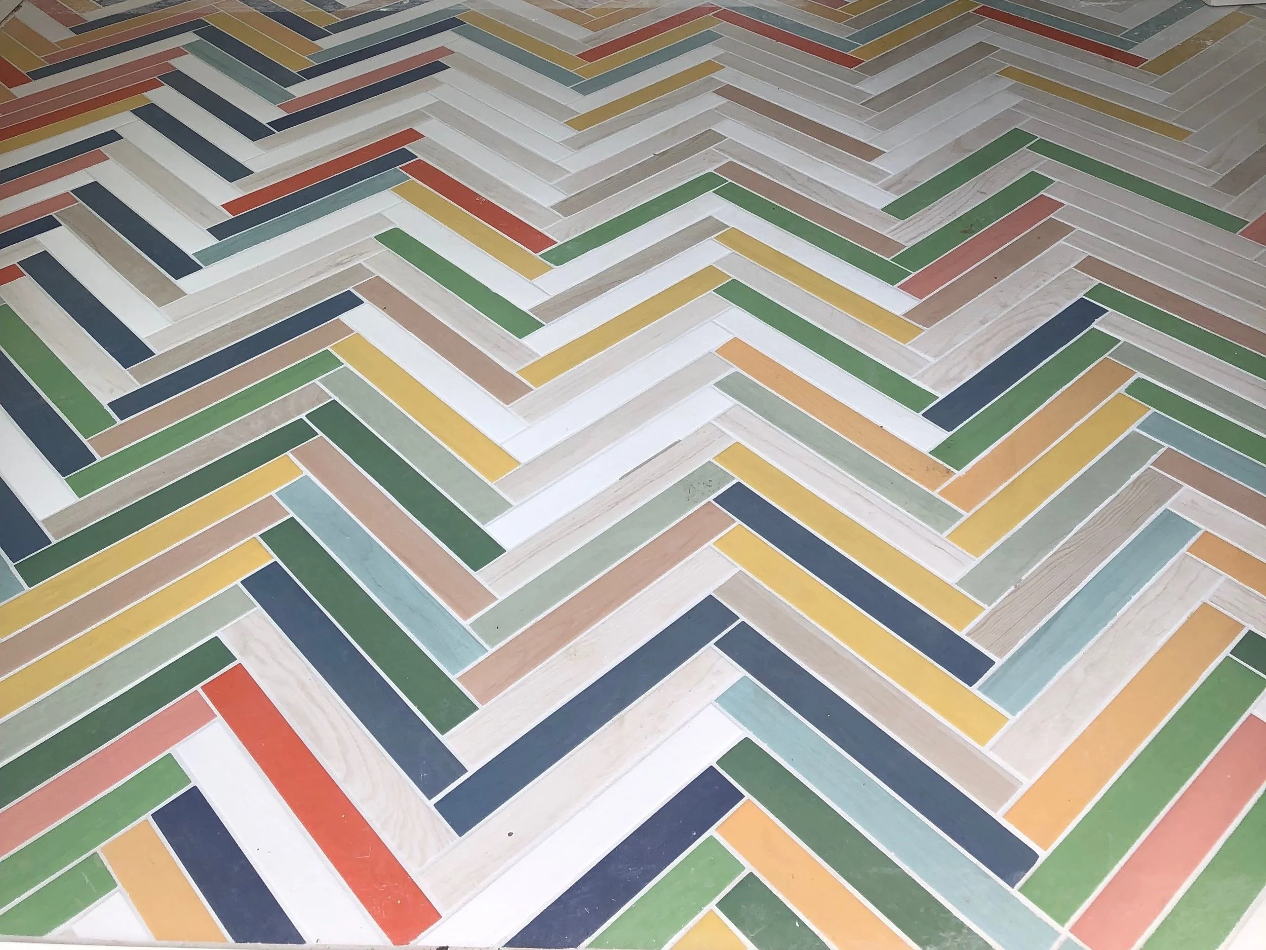 Some of the colorful mosaic floors in the Russell.