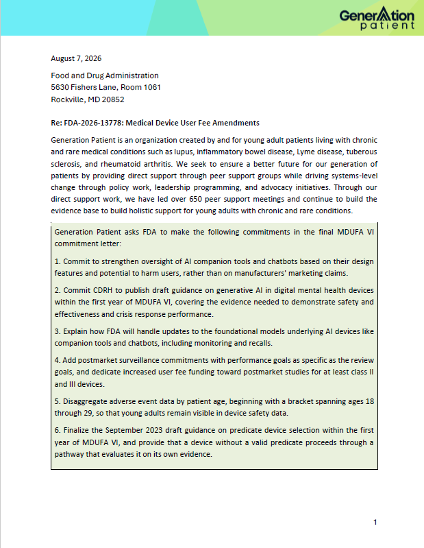 MDUFA VI first page of comments
