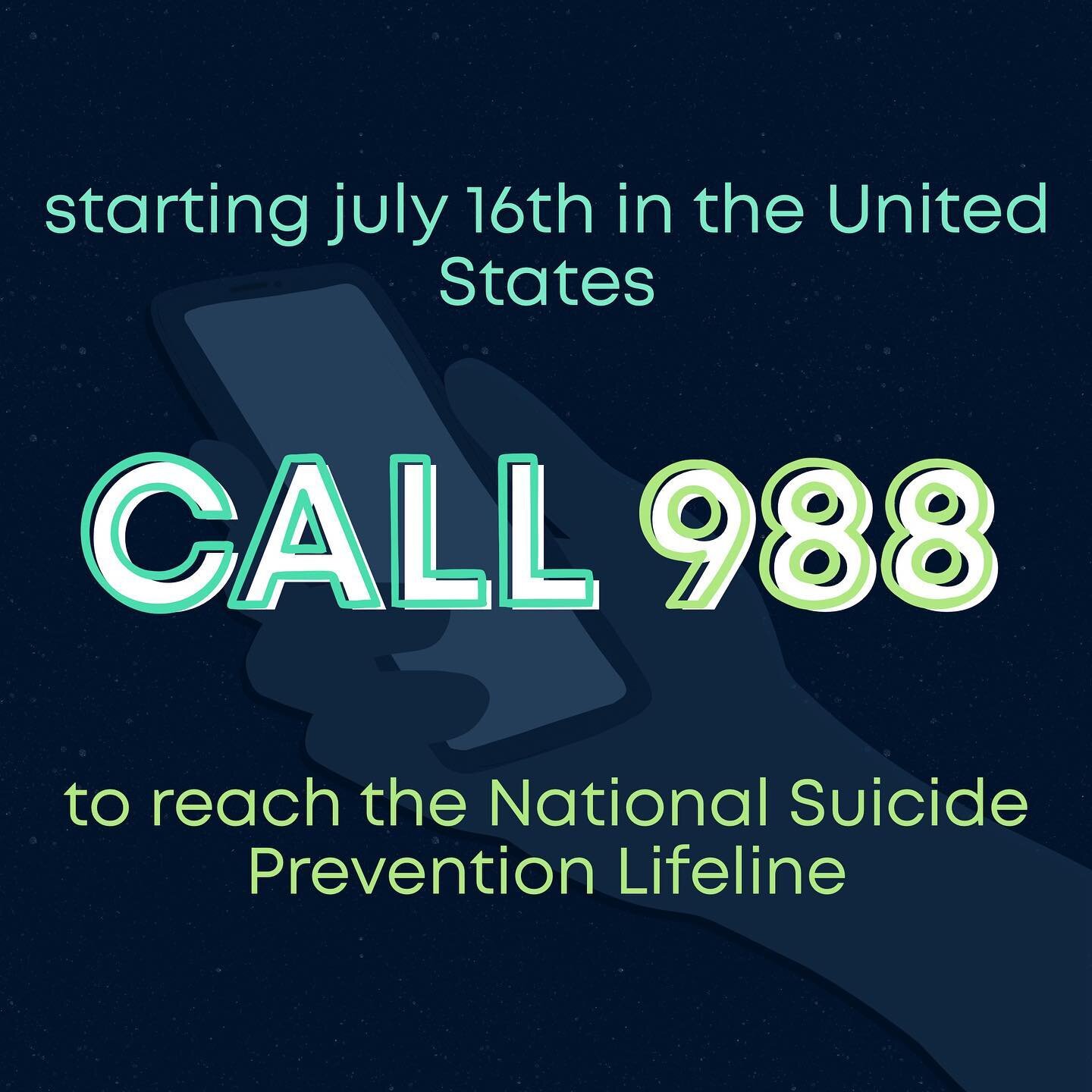 ⚠️Content Warning-Suicide
In response to the growing mental health crisis, starting July 16th, the National Suicide Prevention Hotline in the United States will be changed to a three digit number-988.

As we know, those with chronic illness have mark