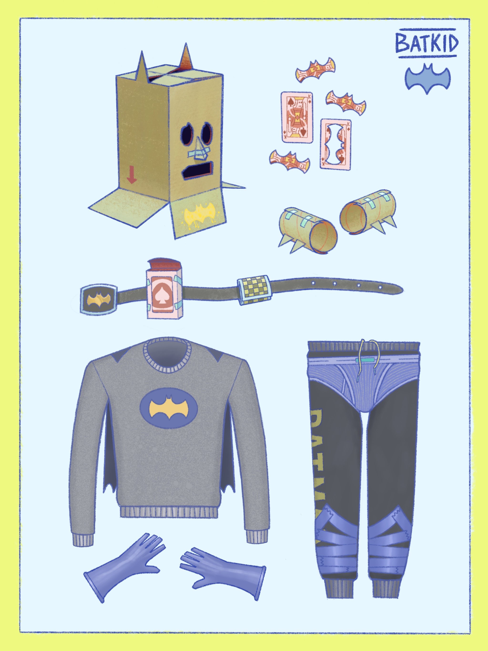 Batkid Costume + Props. 2022. Digital. Procreate.