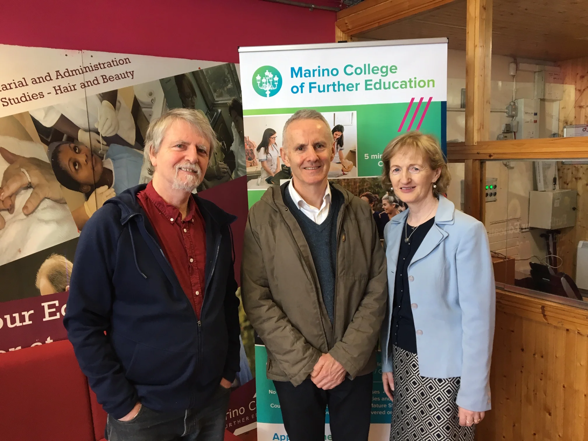 Photography Course Director Frank Barr, Green Party Councillor Ciaran Cuffe, Principal Mary McAteer