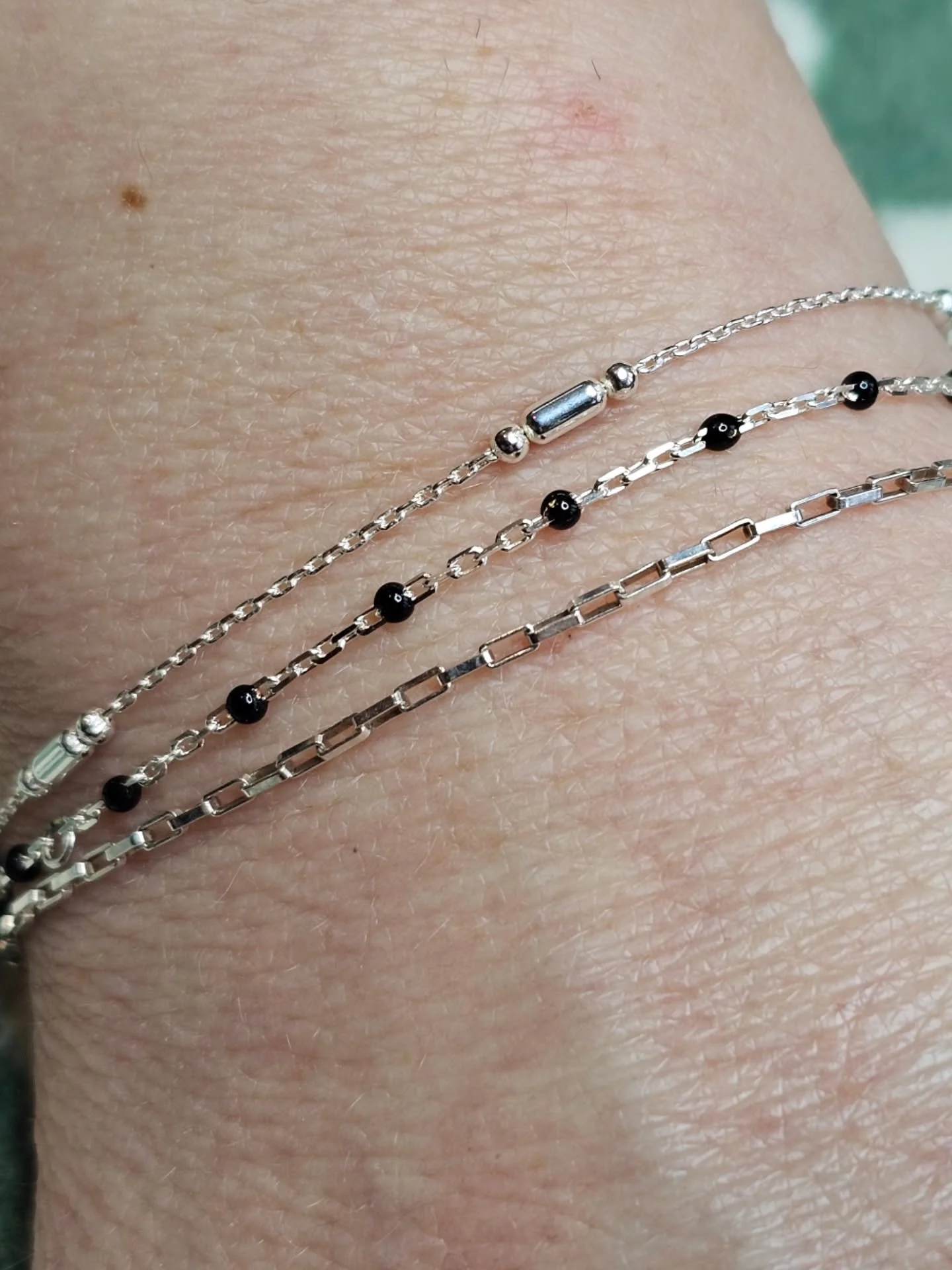 Must say ~ returning customers hit a little harder 🙌🏻🥰💕 Thank You so much ladies. 3 new Sterling Silver Permanent Bracelets this morning ~ triple bead, black bead &amp; autumnal bead......see you again soon.....💖