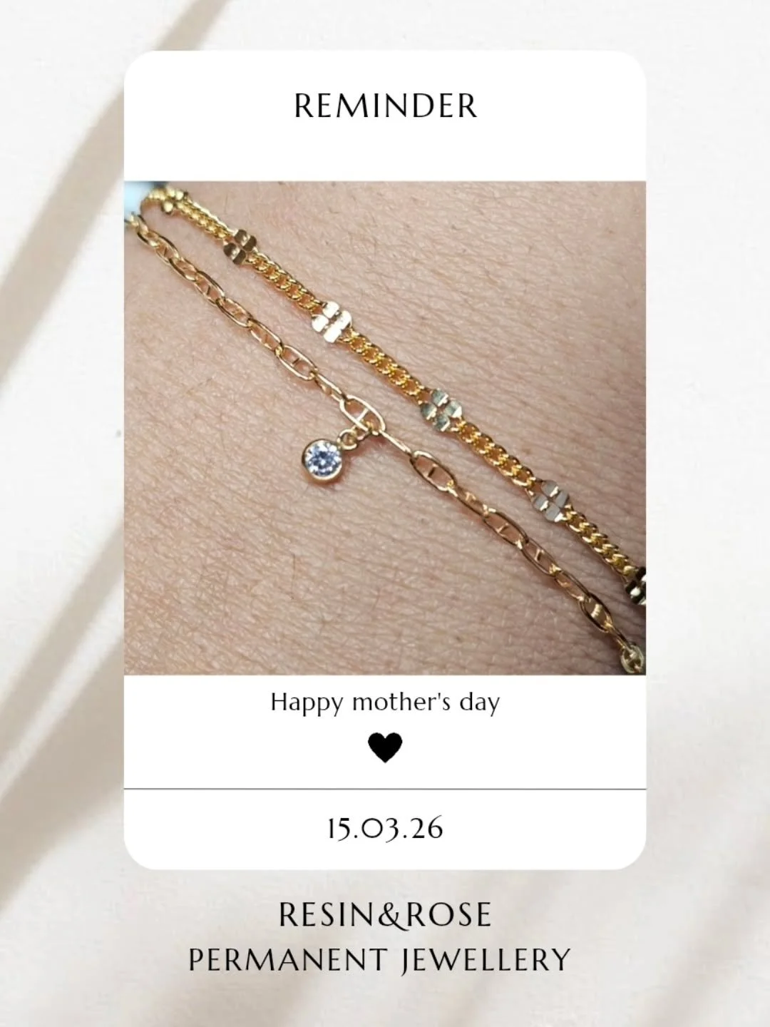 A beautiful lasting present &amp; lovely experience 💕 Permanent Jewellery available by appointment at Resin&amp;Rose 💕