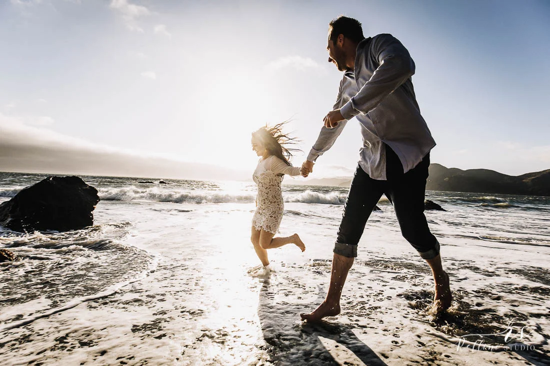engagement photo session in San Francisco, Rellini art studio destination wedding photographers