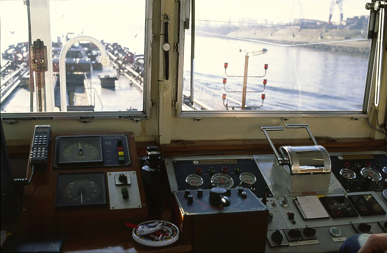 Aan boord van de Twin (80m x 16.40m) op de Rijn onderweg naar Karlsruhe.