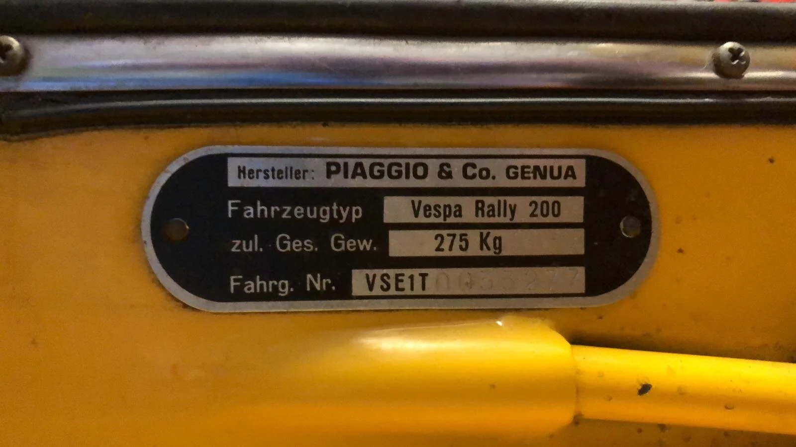 Perfect condition factory ID plate..