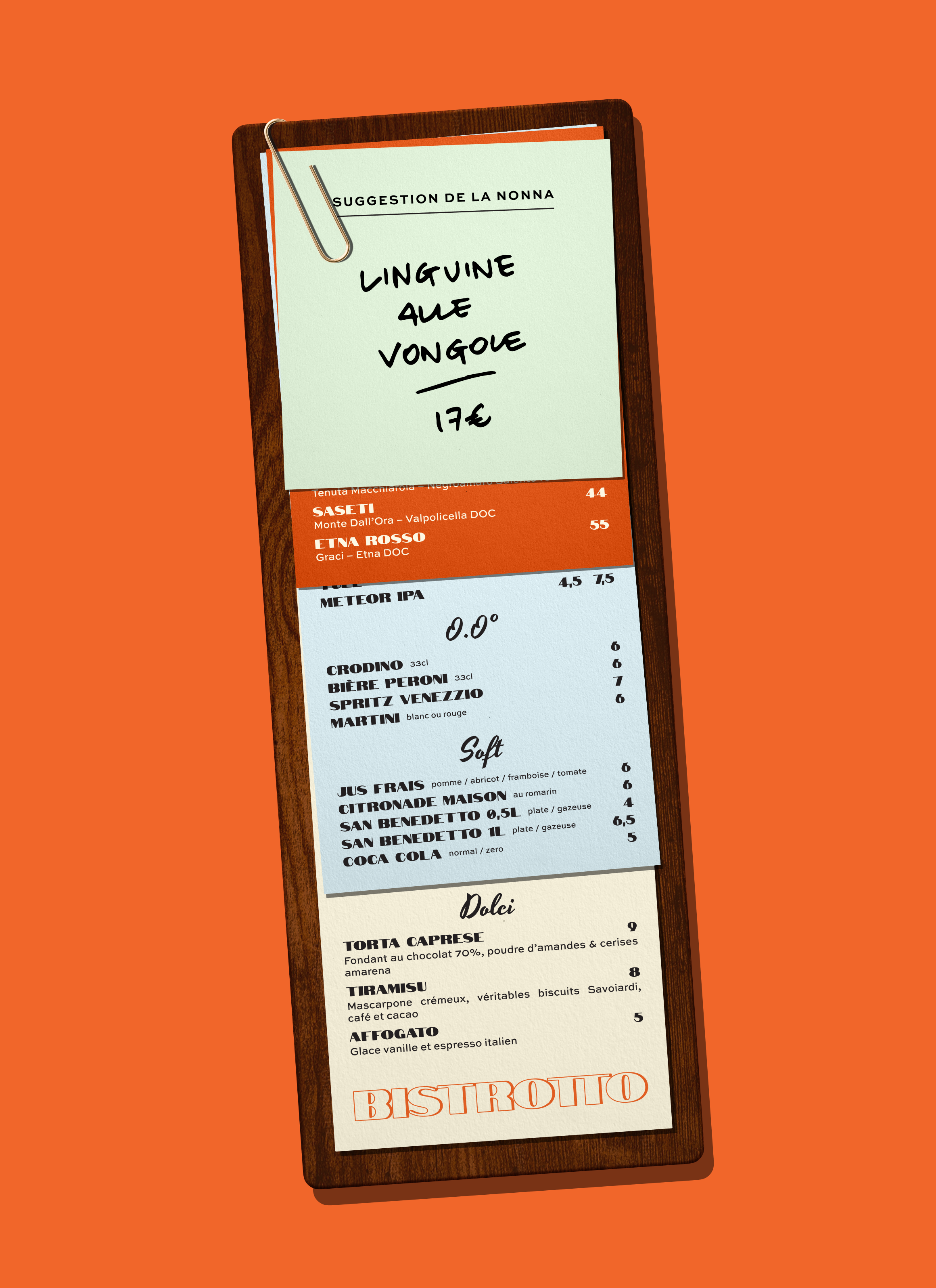  Menu design — all printed on Materica Fedrigoni paper. 