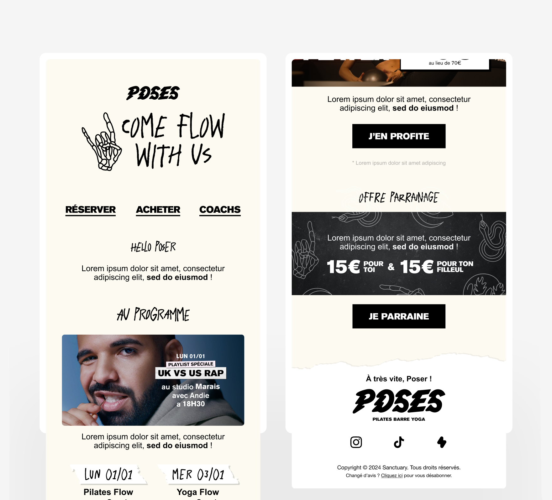  Designs for the brand’s bi-weekly newsletters and transactional mailing. 
