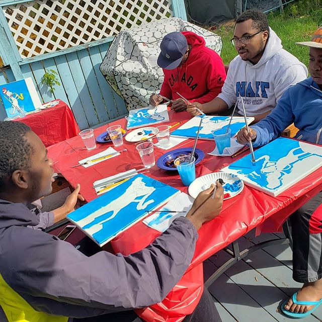 Family Paint and Create workshop on the deck. What a beautiful time!!! #paintnight #artteacherlife #artbirthdayparty #yegartteacher #artandfamilyproject