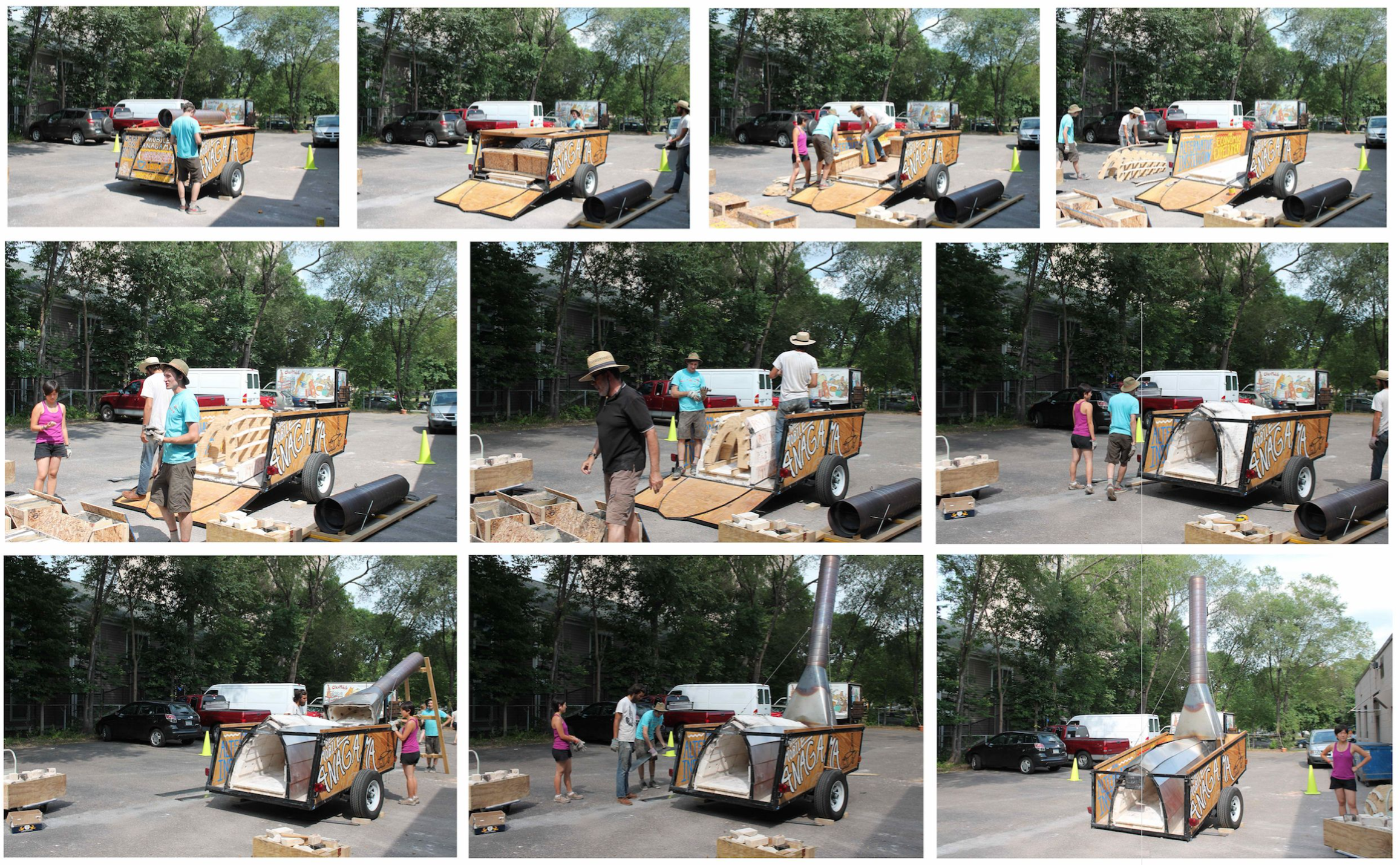  Assembling the Mobile Anagama at the Northern Clay Center. July 2014 