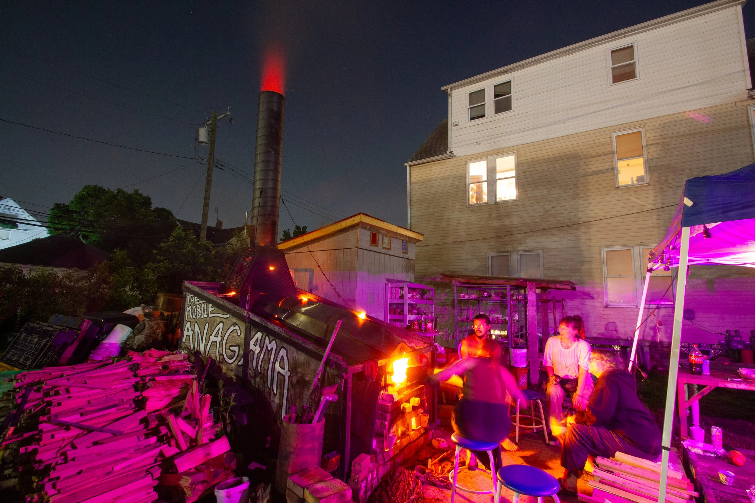  Nearing the end of the last firing with the Mobile Anagama here at Ceramics School. Summer 2024 