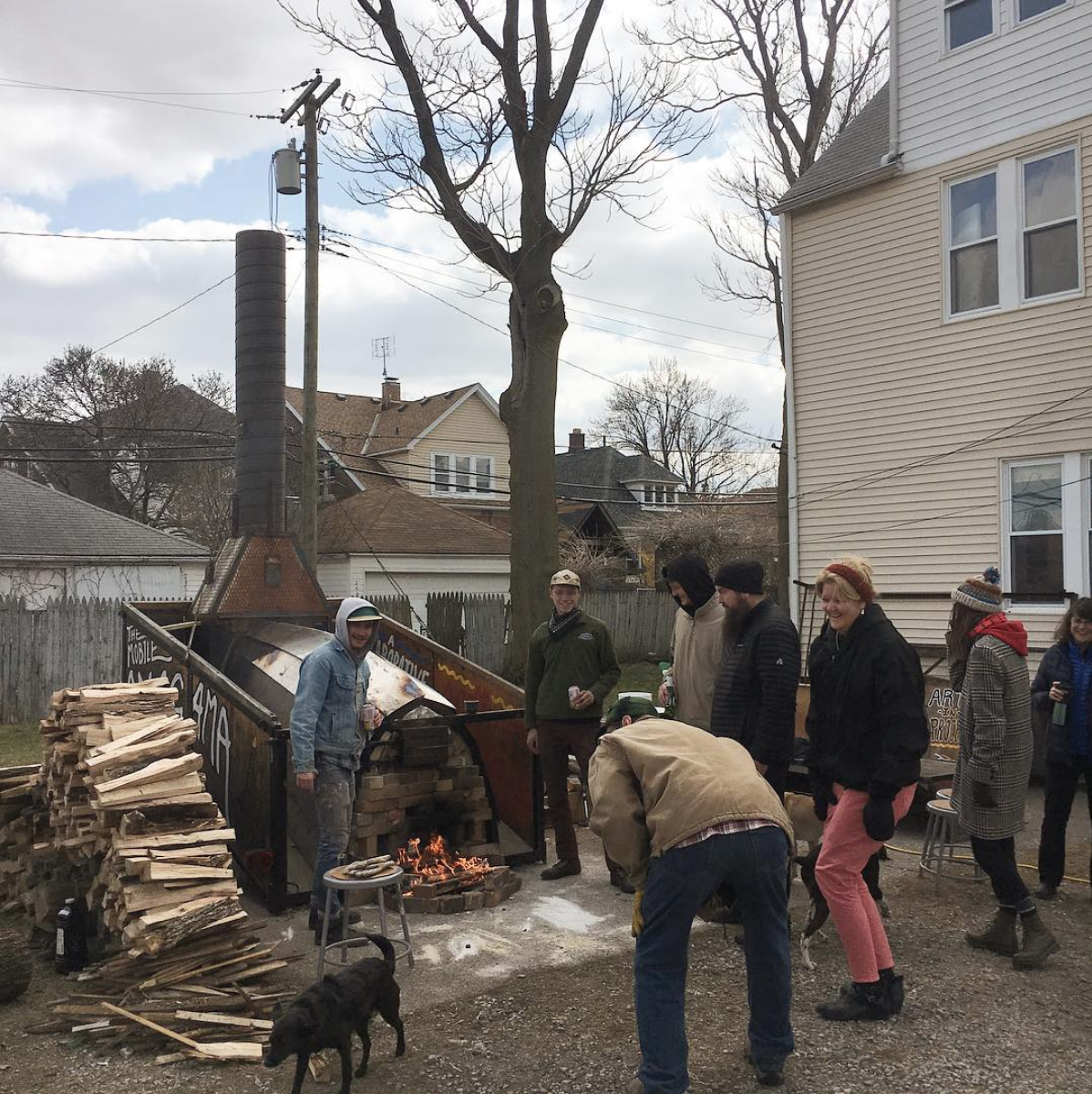  Scene of The Mobile Anagama’s first firing at Ceramics School. Fall 2017 