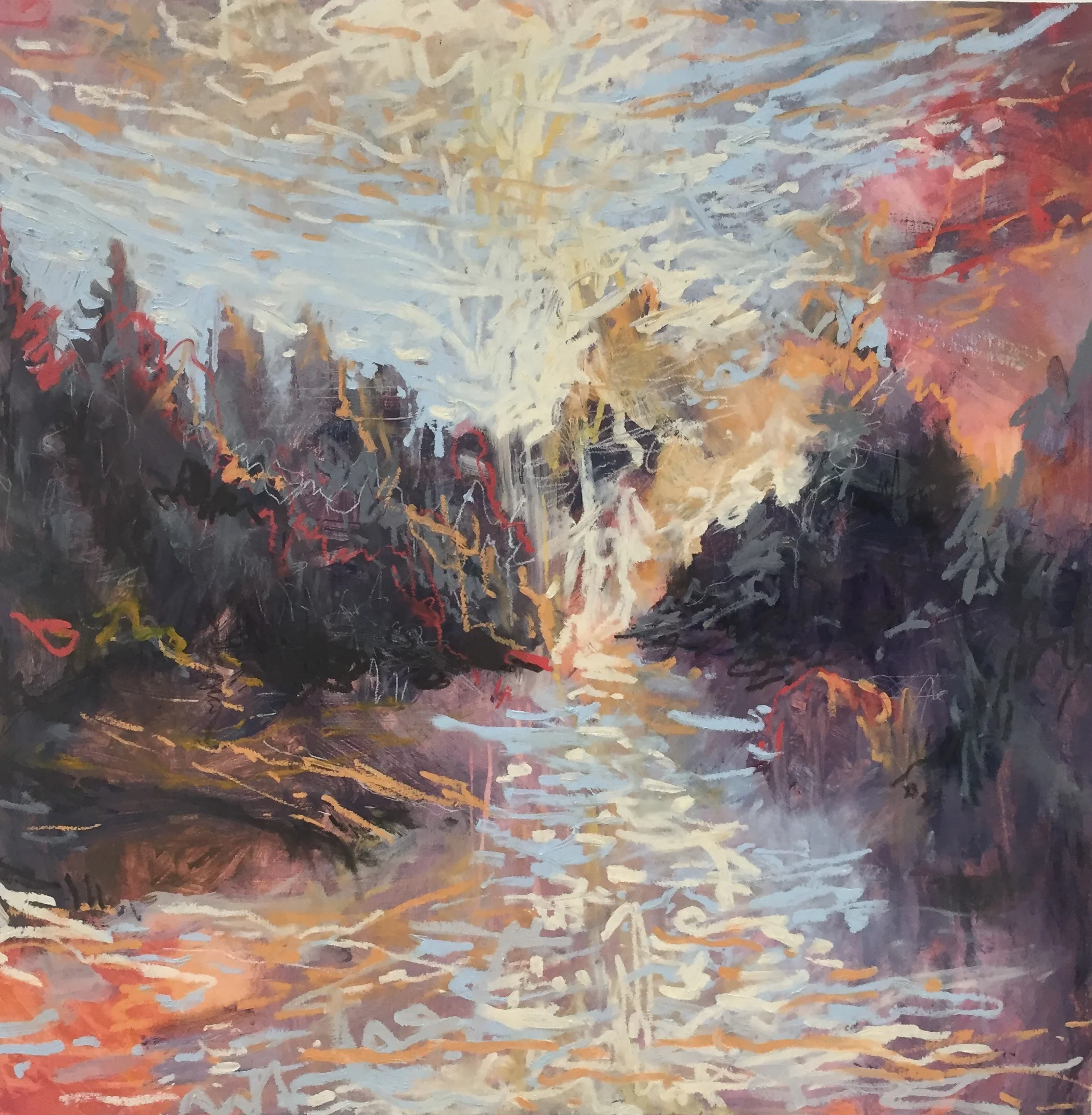 Departure , 2018 encaustic /mixed Media on wood 30”x30". $1500