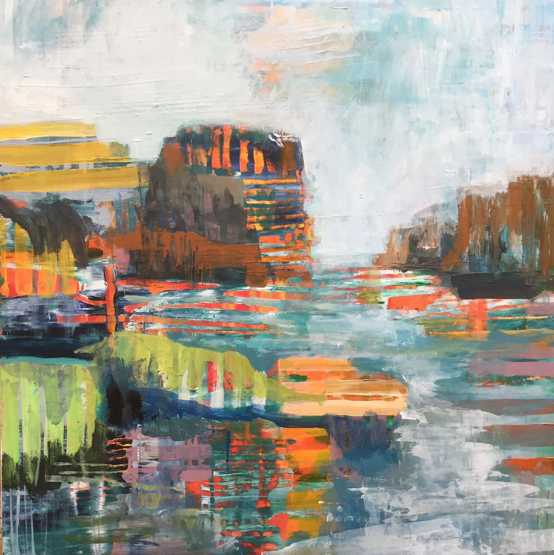 Contemplating Ireland, 2018 acrylic on wood, 30”x30". $1500