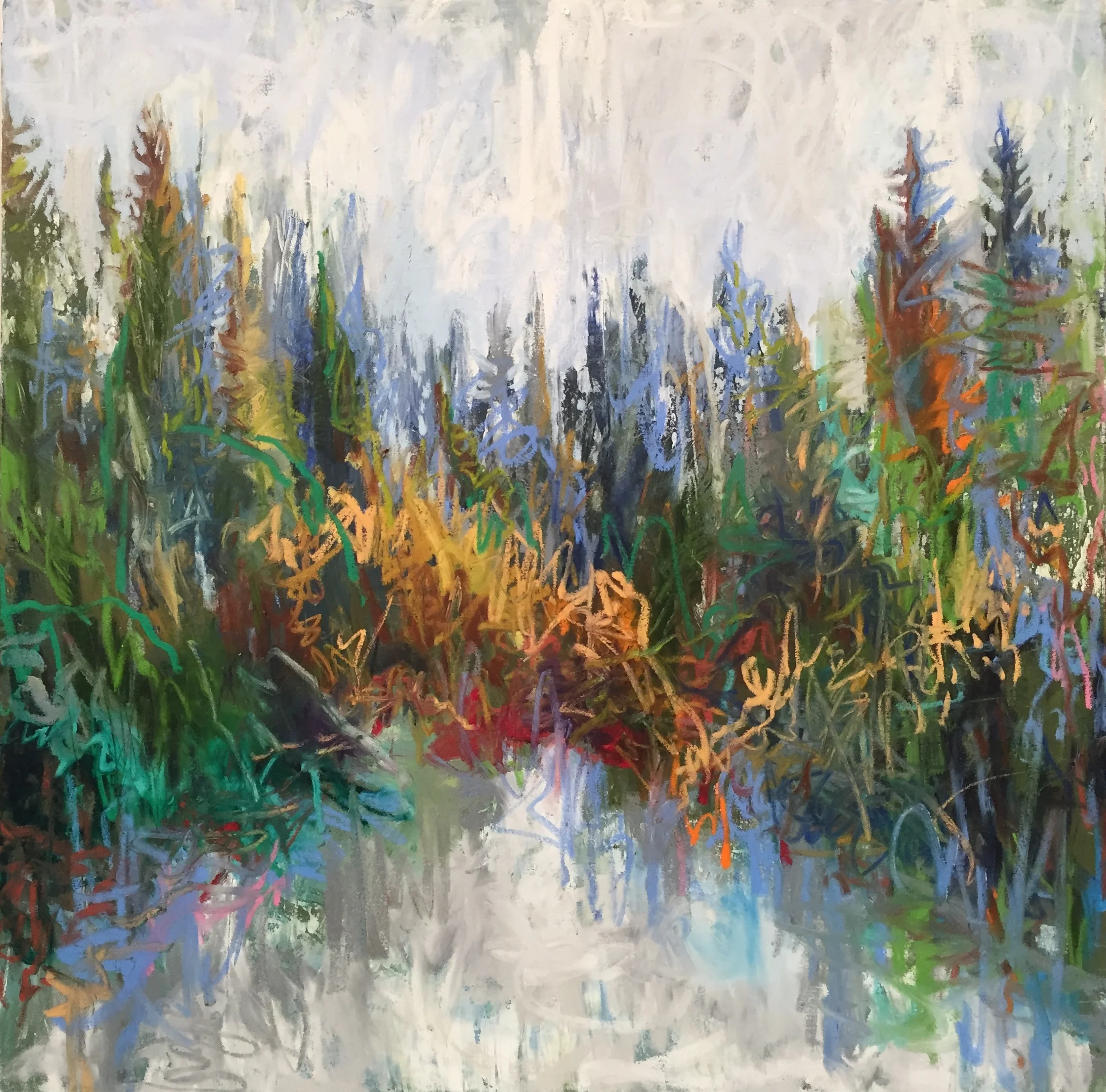 Weekend Escape #9 , 2017 encaustic/mixed media on wood 40”x40” $2900