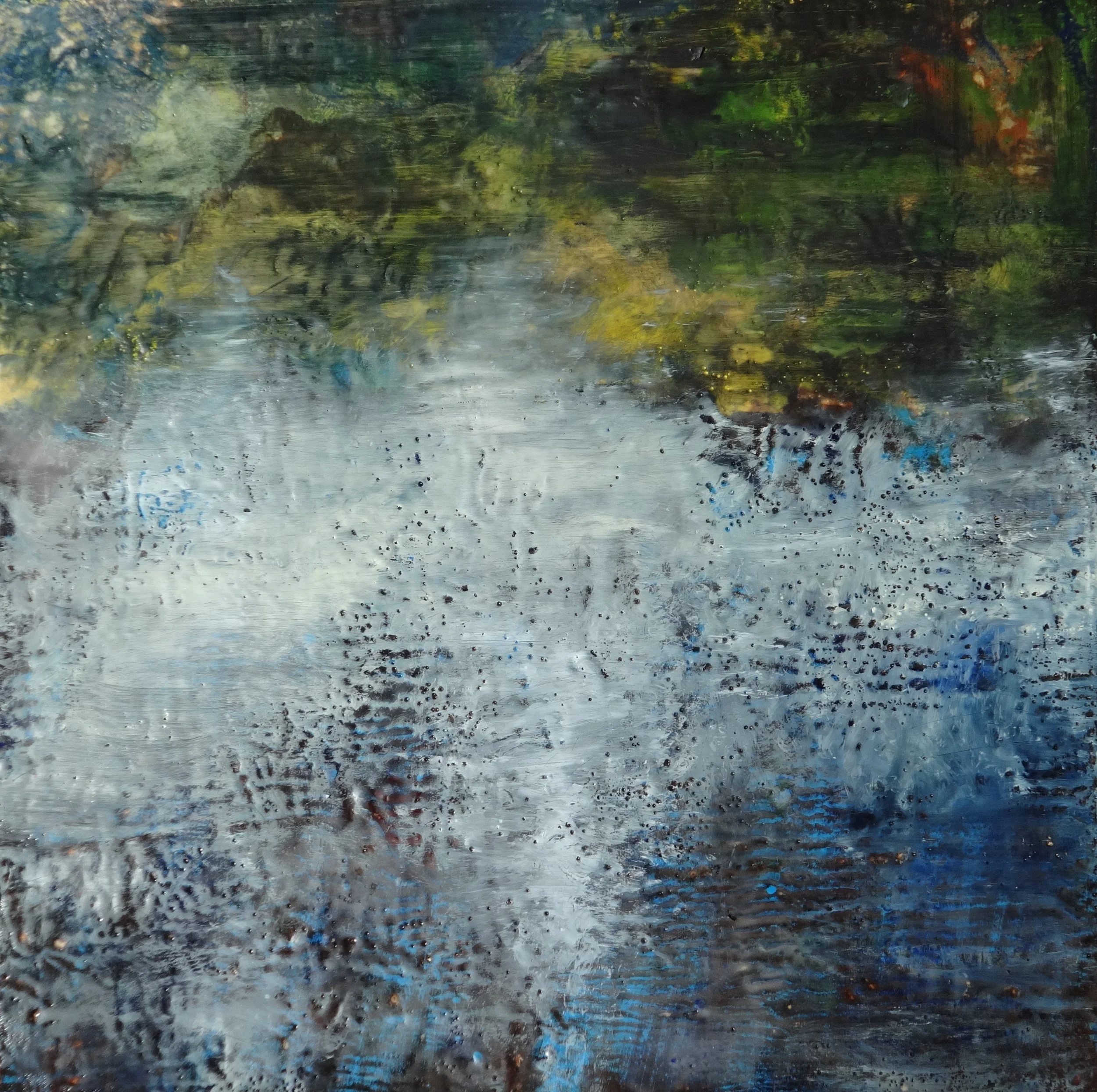 Reflected Shoreline,, 2015 encaustic on wood panel 30”x30” $1500