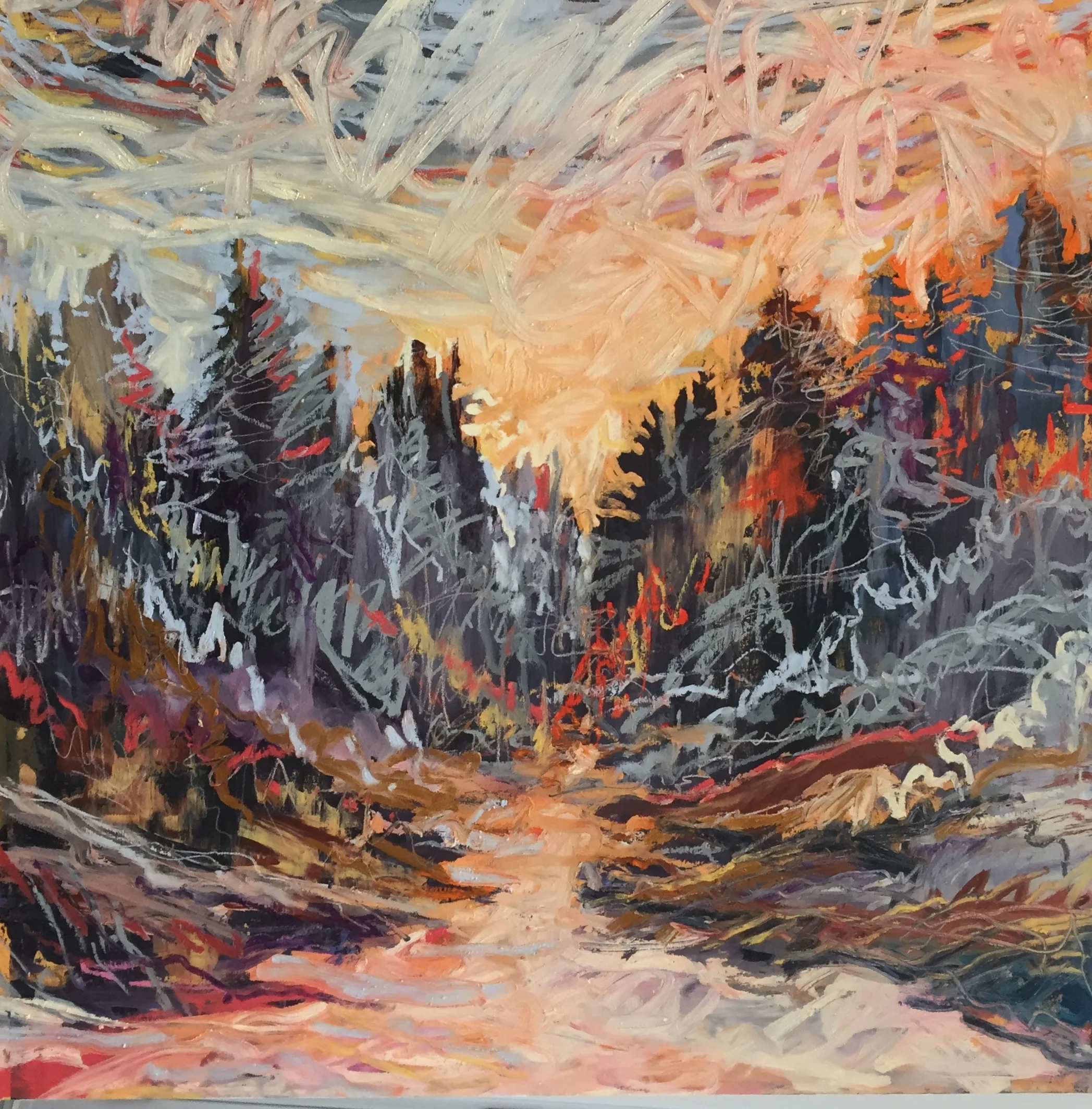 The Four Elements, 2019 encaustic/mixed media on wood 30”x30”. $1400