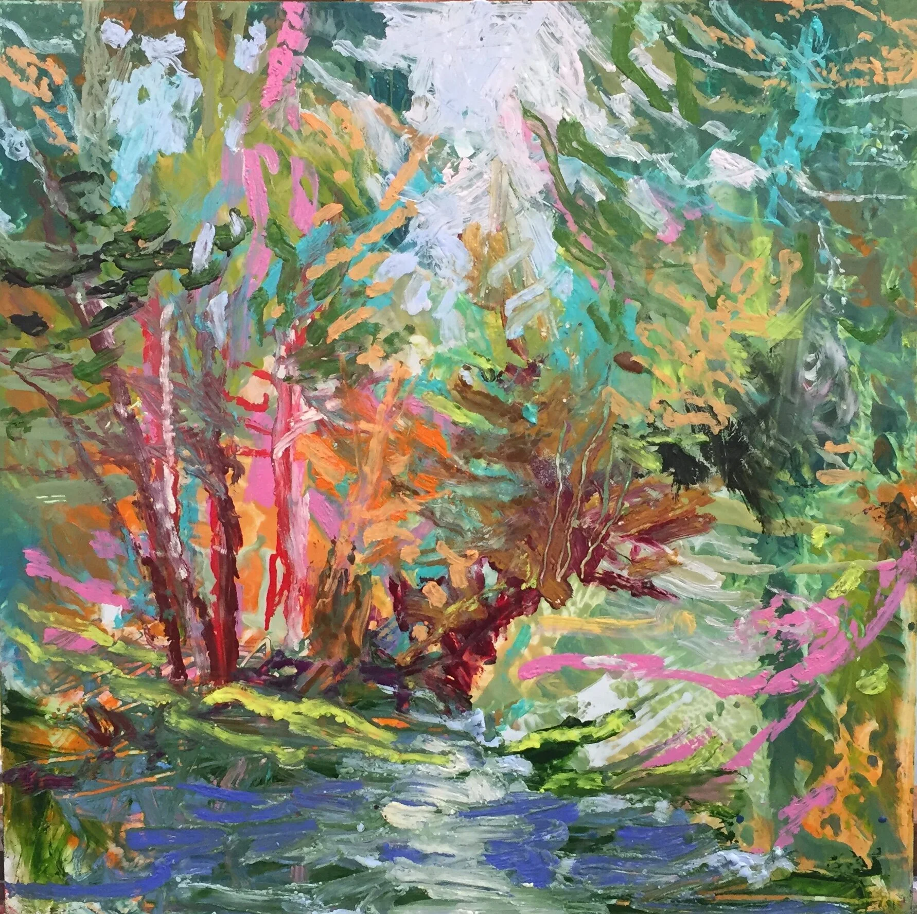 Exhale, 2019 encaustic on clayboard 12”x12” in 20.5”x20.5" white frame $325