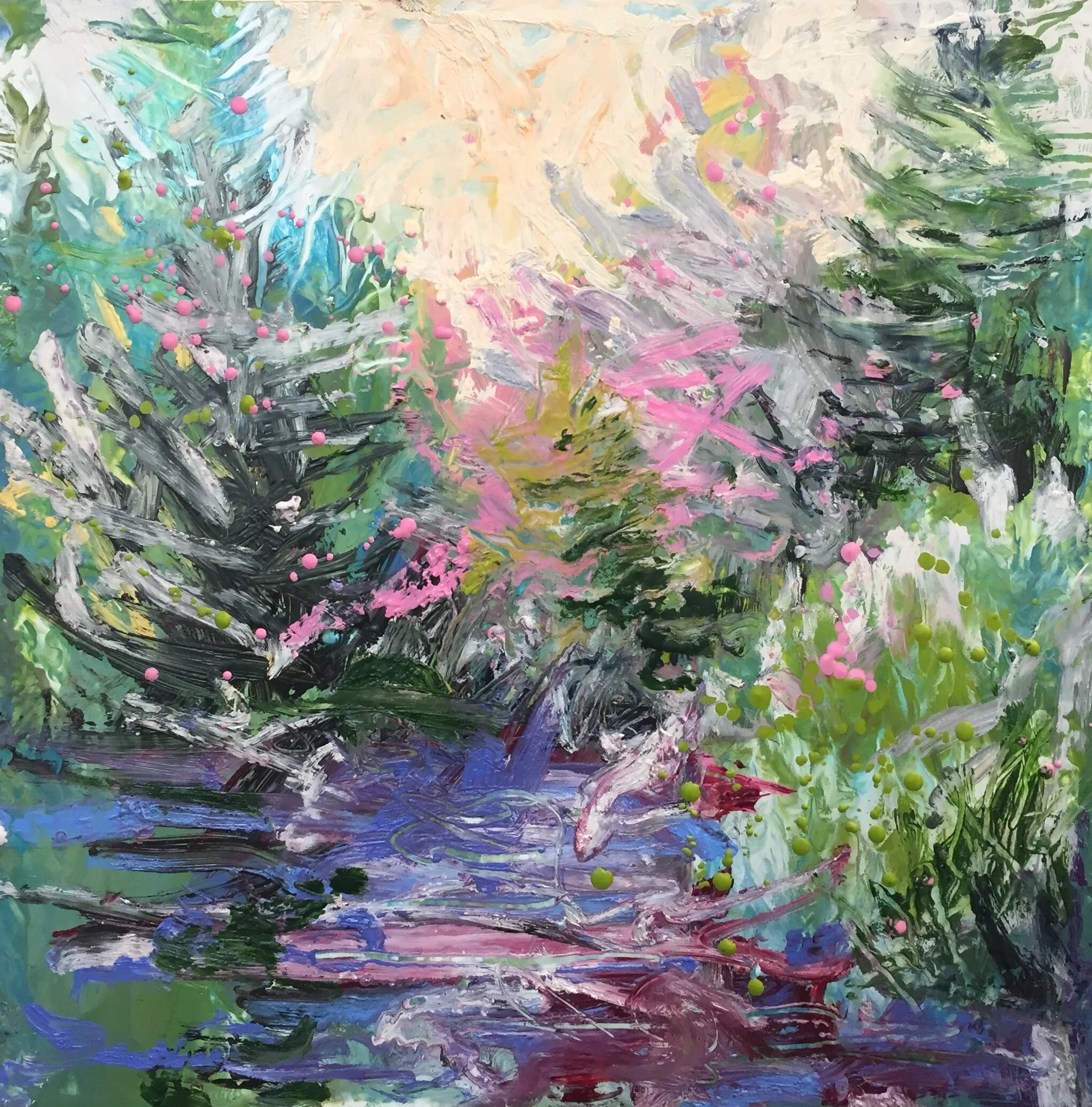 Inhale, 2019 encaustic on clayboard 12”x12” in 20.5”x20.5" white frame $325