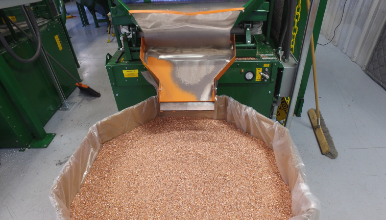 Recovered copper granules from SRP’s separation system designed and built by Sweed.