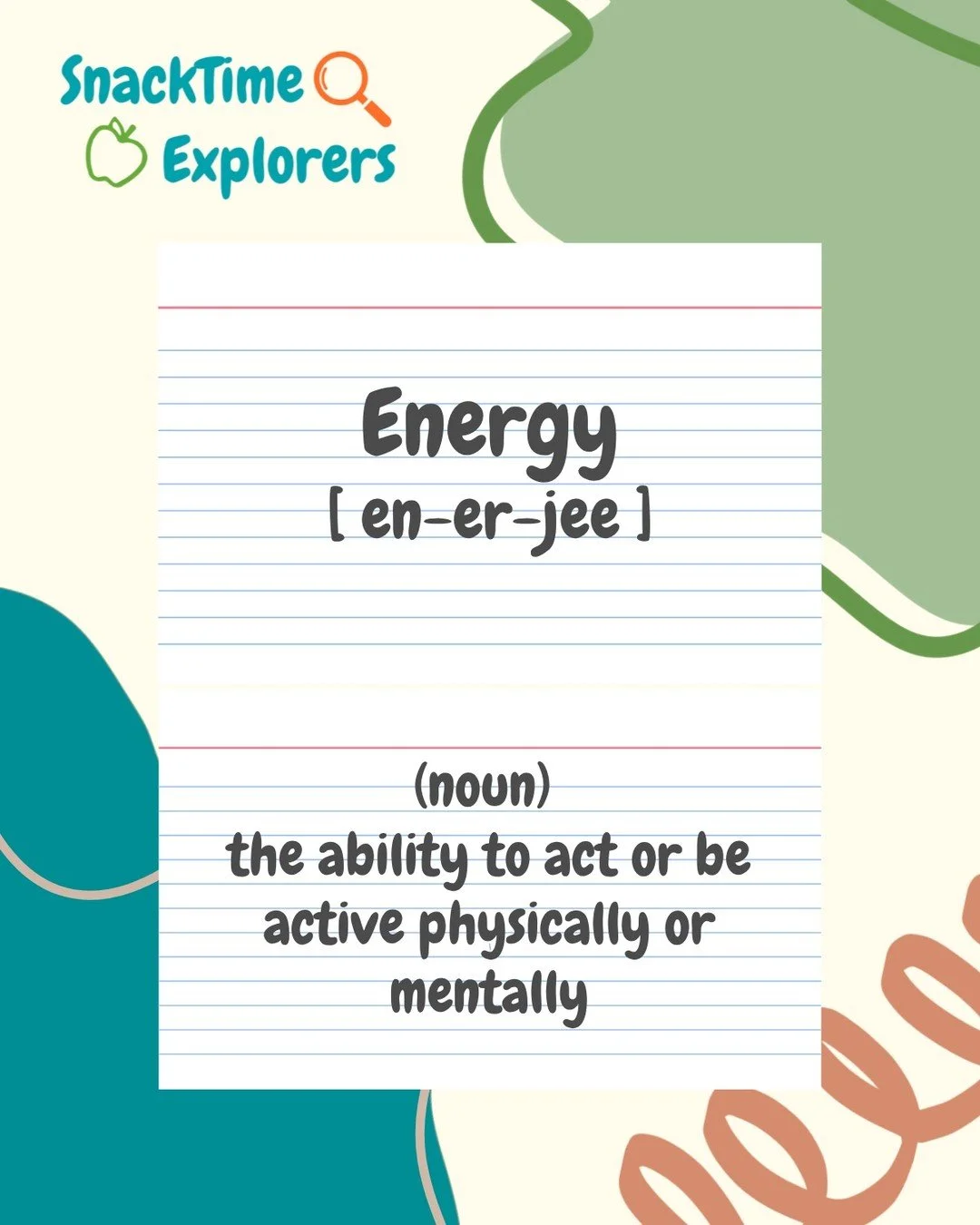 Our SnackTime Explorers program pairs healthy snacks with engaging, age-appropriate lesson plans for the classroom. Here is a sneak peek at some of the vocabulary words you'll see featured in the lessons! 🤓

Food education isn&rsquo;t just about try