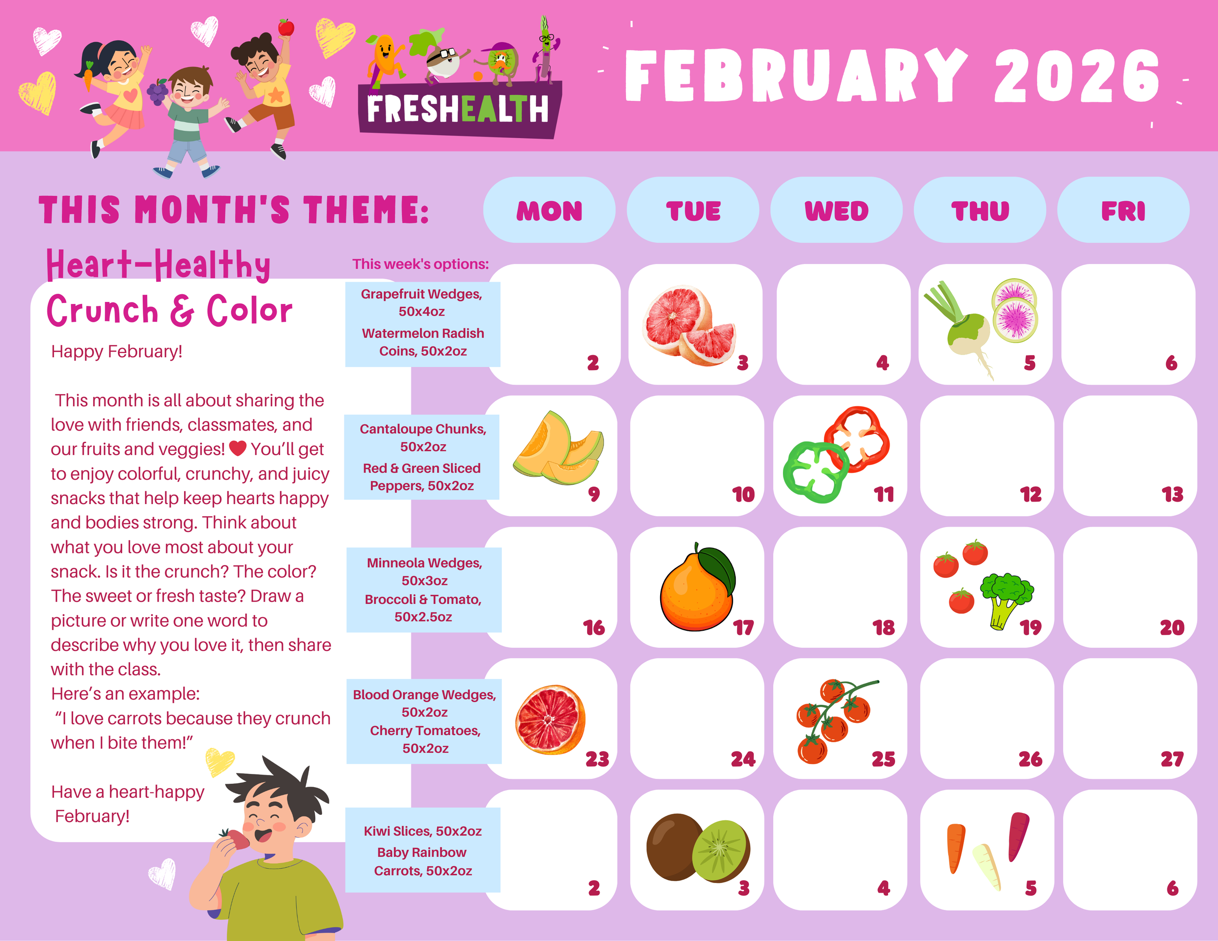 DNO Produce FRESHEALTH's February FFVP Calendar