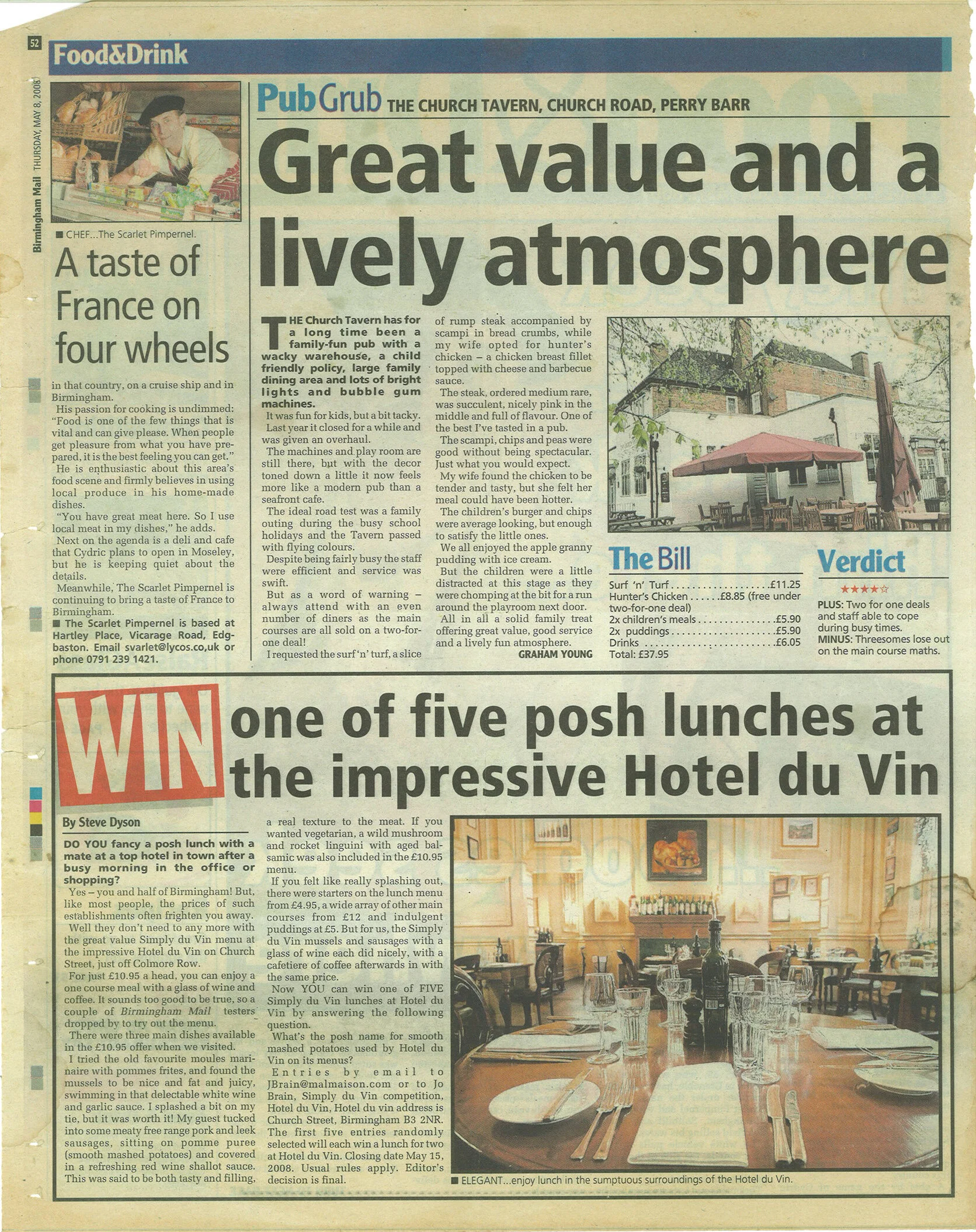 Food and drink paper: Extract reads "A taste of france on four wheels"